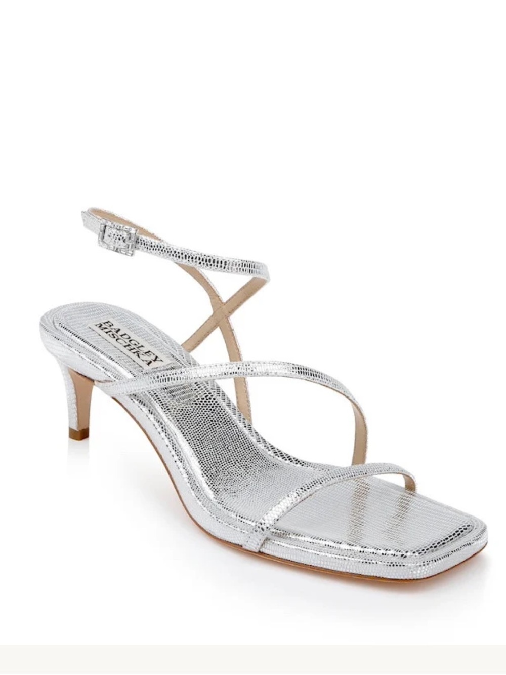 Badgley Mischka Silver Strappy Heeled Sandals 6.5